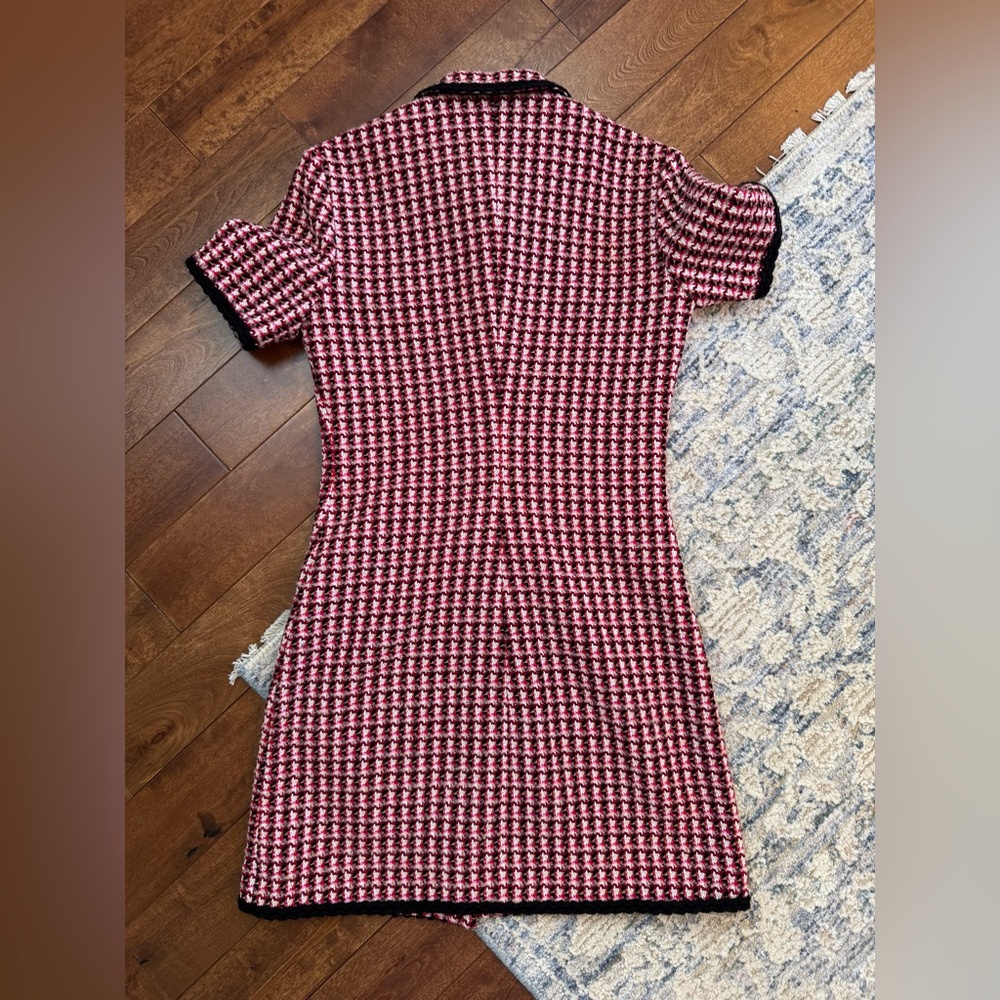 Maje Red Tweed Mini Dress – Gold Button Detail – Size 4 – Parisian Chic - Picture 3 of 4